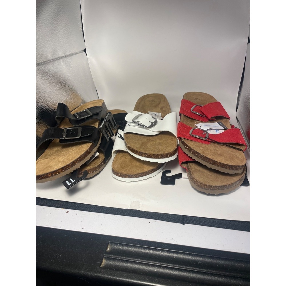 Time And Tru Black , red and white All Three For 1 Price  slide Sandal Sz 11